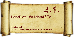 Lendler Valdemár névjegykártya